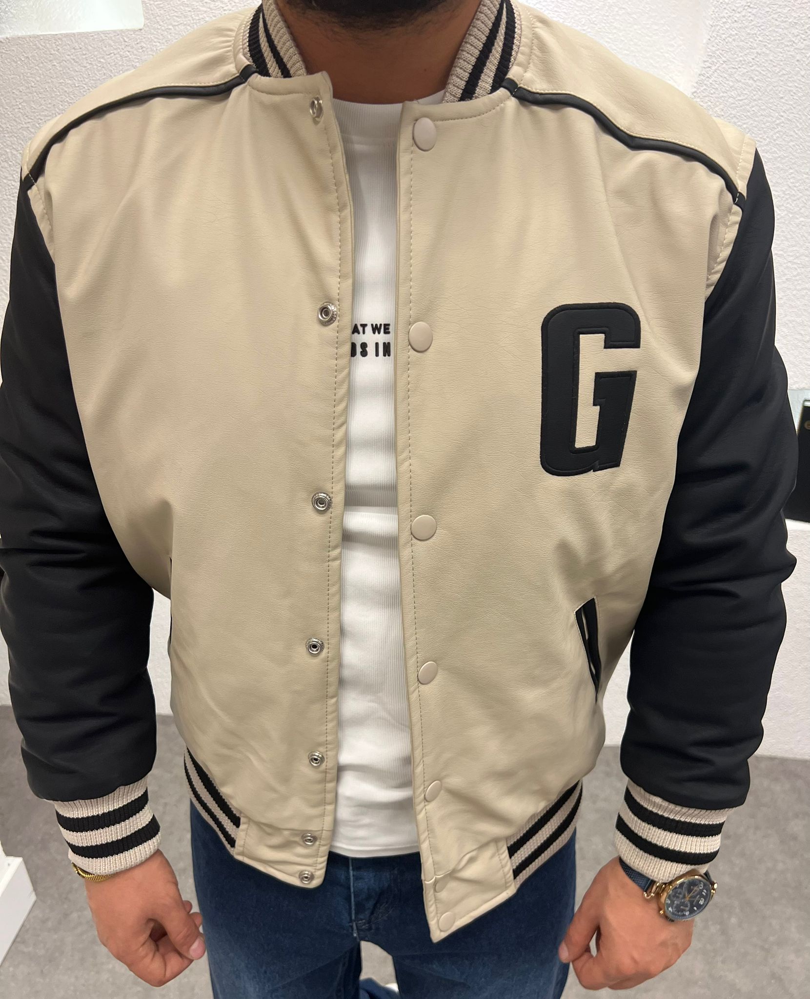 Baskılı Hakim Yaka Kalın Kolej Mont