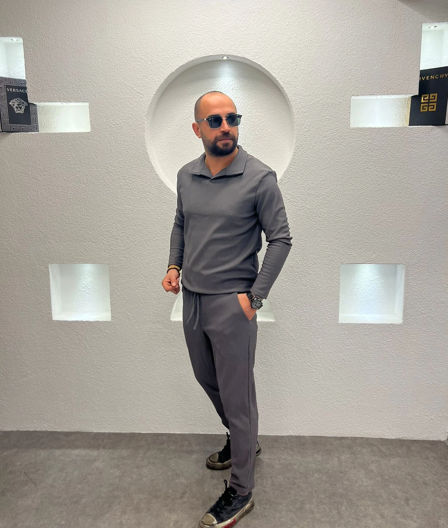 Slim Fit Polo Yaka Jogger Takım - Antrasit