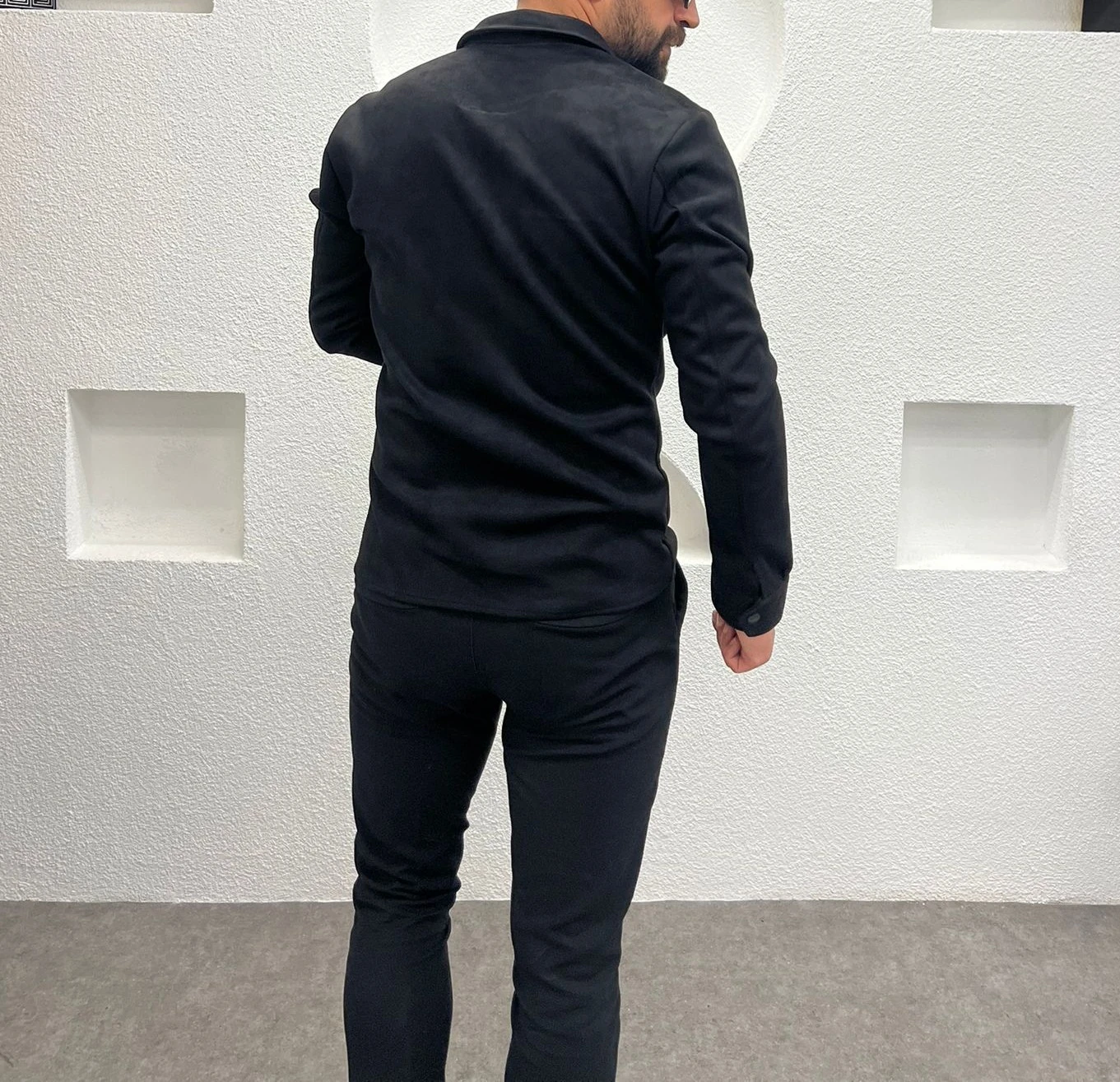 Nubuk Çift Cepli Erkek Siyah Gömlek - Ceket 