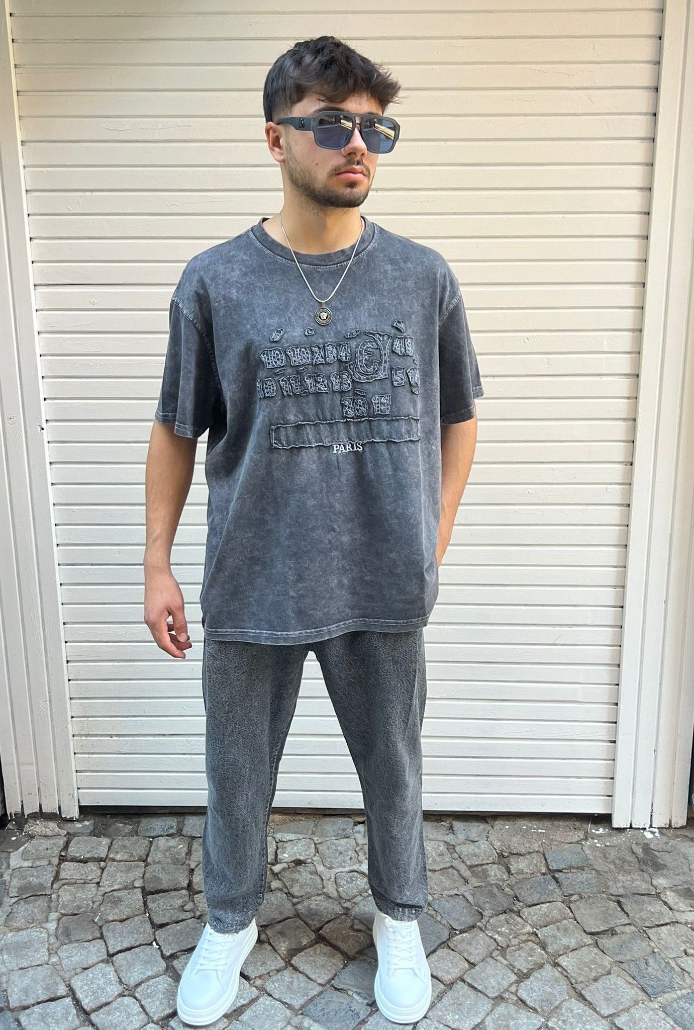 Yıkamalı Baskılı Oversize T-shirt (CHB 10016 )