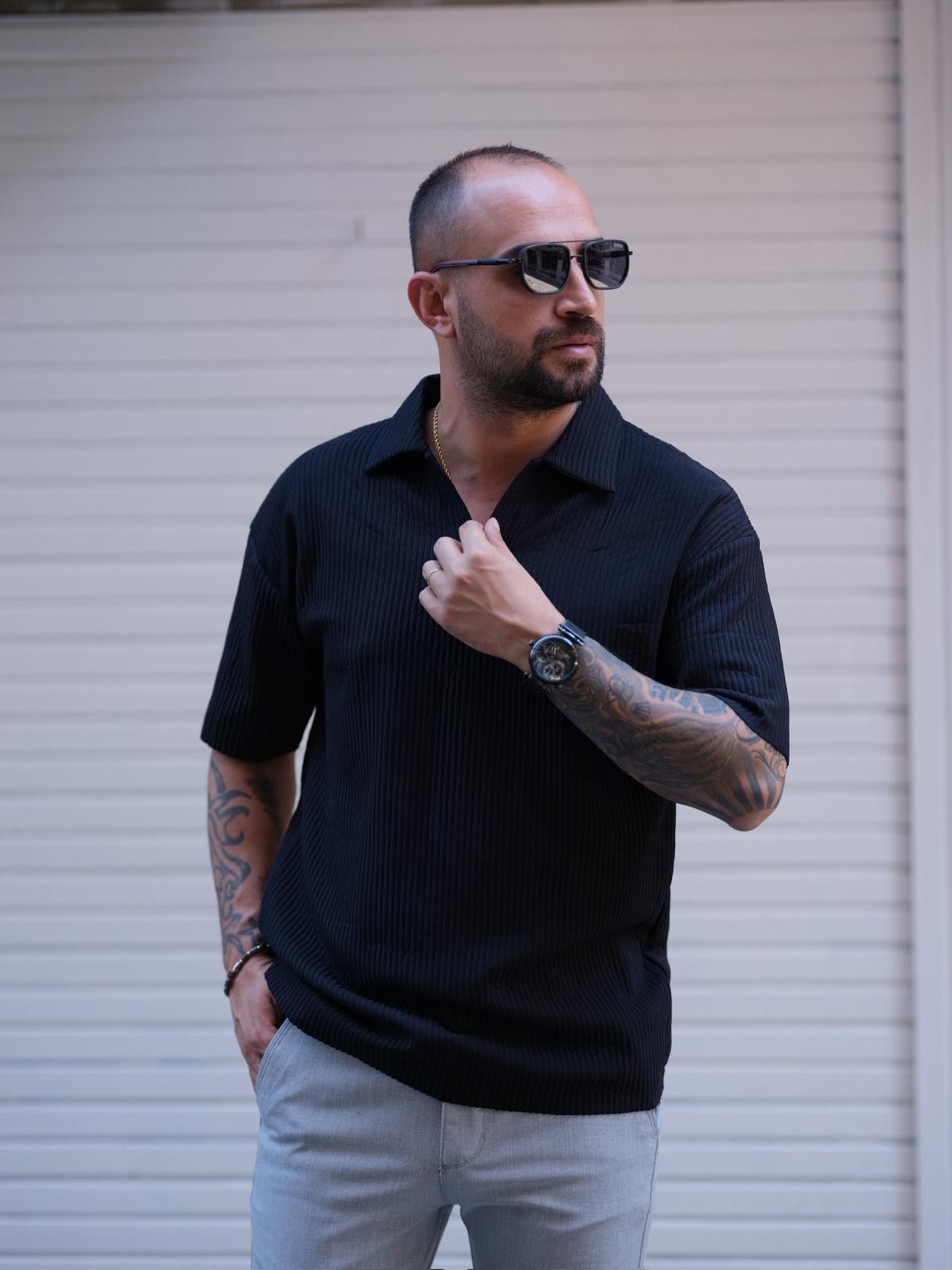 Polo Yaka Basic Fitilli T-shirt ( CHB 10004