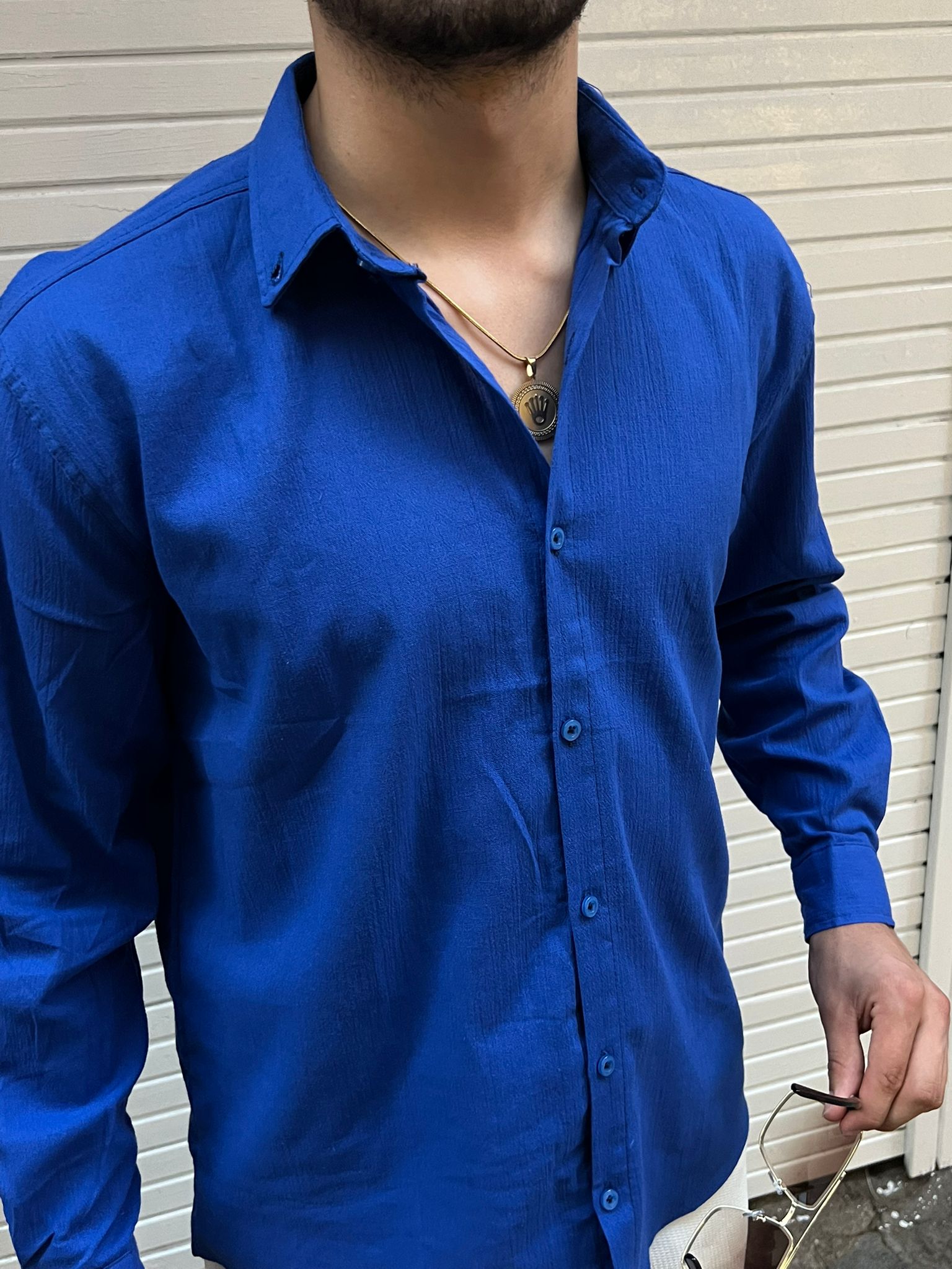 Slim Fit Mavi Uzun Kol Gömlek (CHB 10005 )