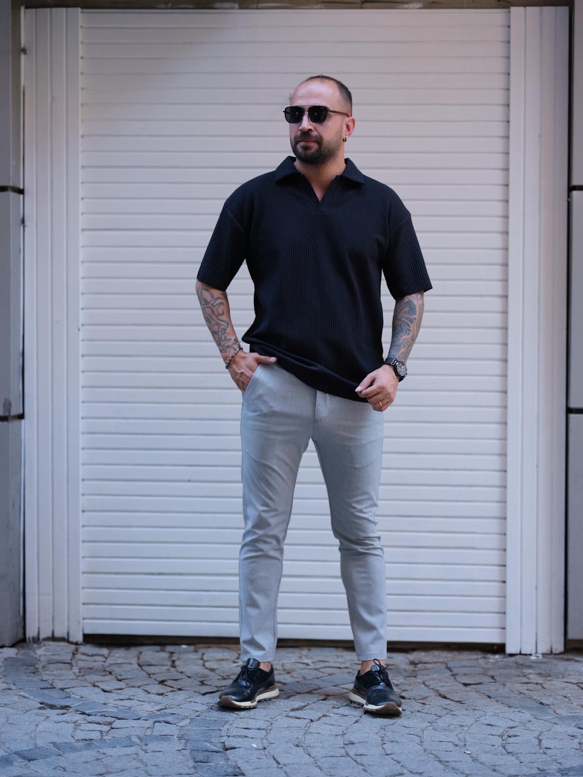 Polo Yaka Basic Fitilli T-shirt ( CHB 10004