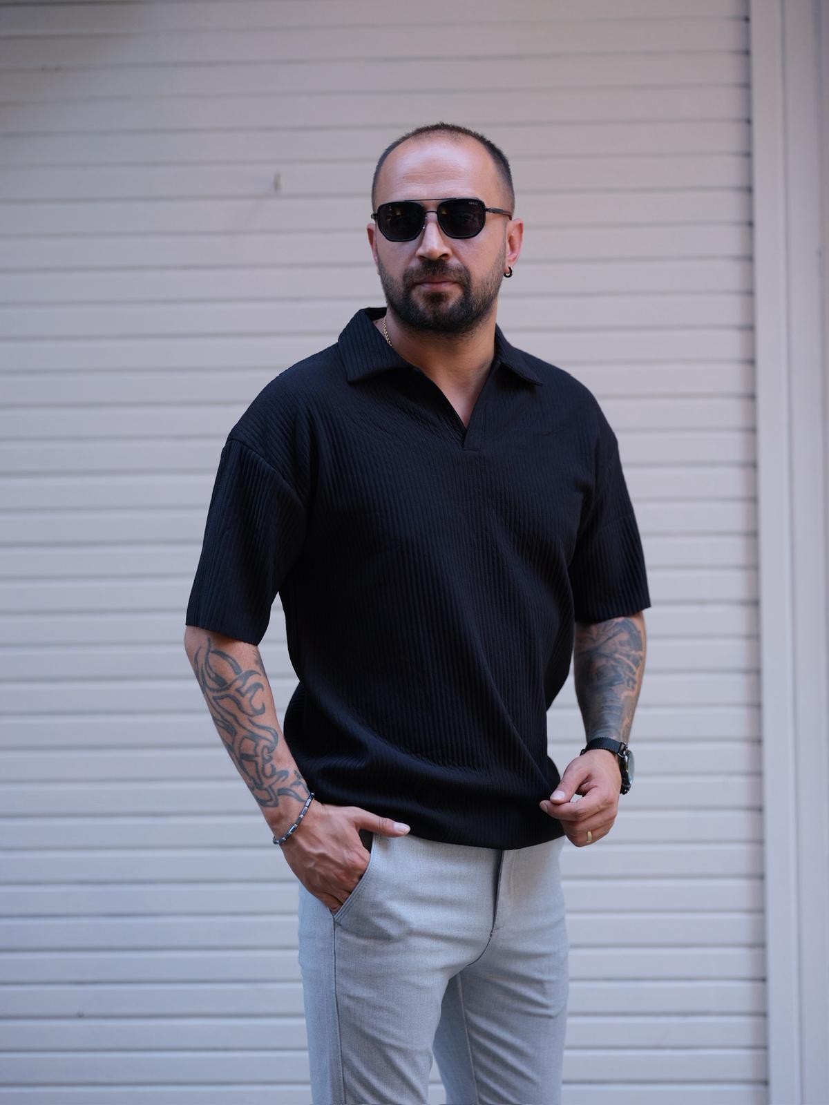 Polo Yaka Basic Fitilli T-shirt ( CHB 10004