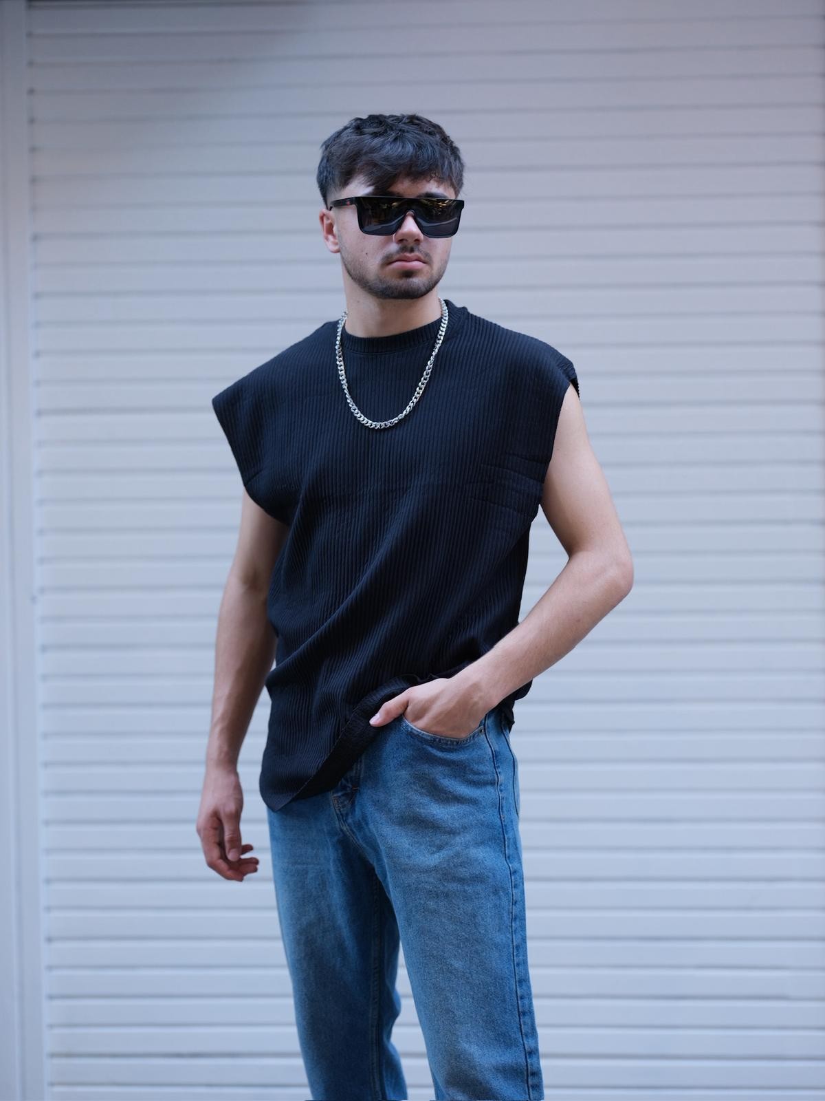 Sıfır Kol Fitilli T-shirt