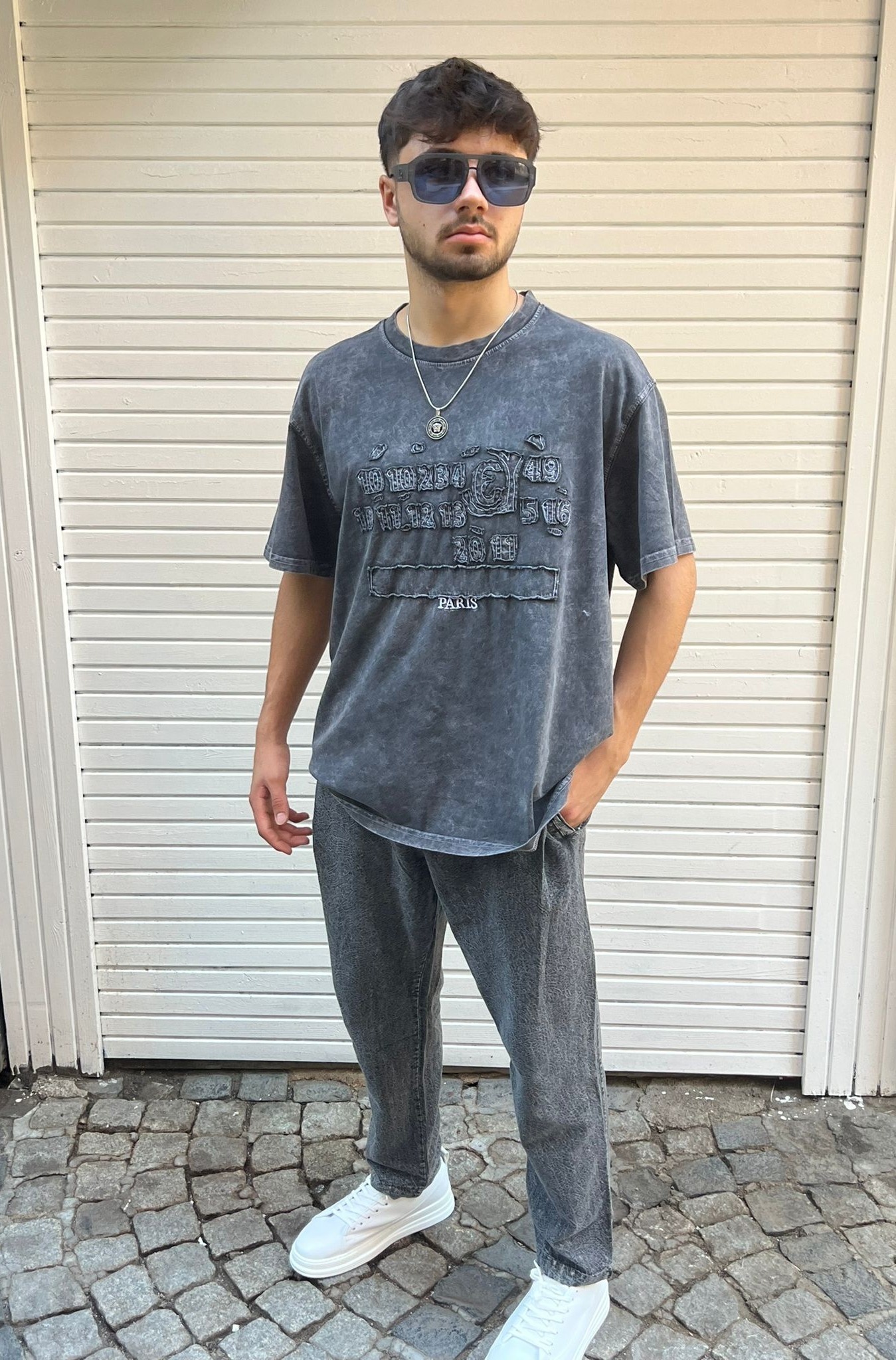 Yıkamalı Baskılı Oversize T-shirt (CHB 10016 )