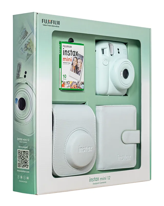 Instax Mini 12 Fotoğraf Makinesi Yeşil Bundle Box (Albüm ve Magnet Hediyeli)