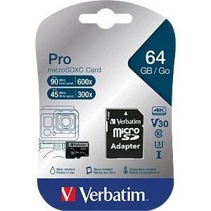 Verbatim 64GB 90MB/S Micro SD Pro Class 10 UHS