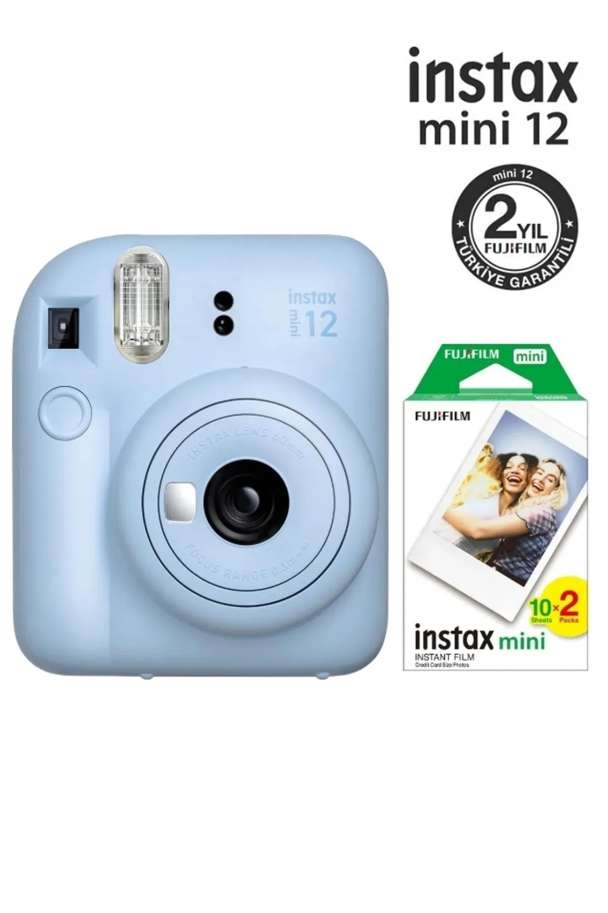 Instax mini 12 Mavi Fotoğraf Makinesi ve 20'li Film