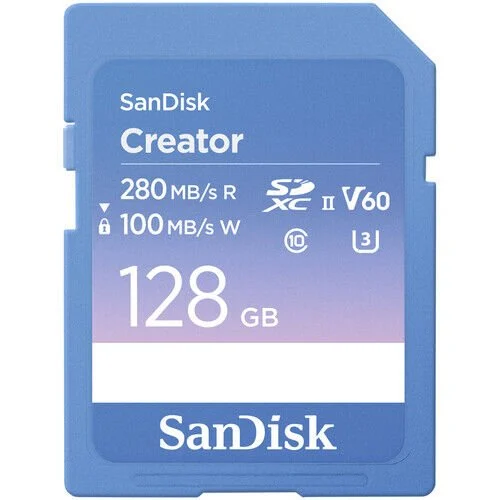 Sandisk 128GB 280MB/s Creator Series V60 UHS-II SDXC Hafıza Kartı