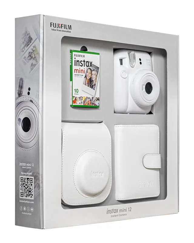Instax Mini 12 Fotoğraf Makinesi Beyaz Bundle Box (Albüm ve Magnet Hediyeli)