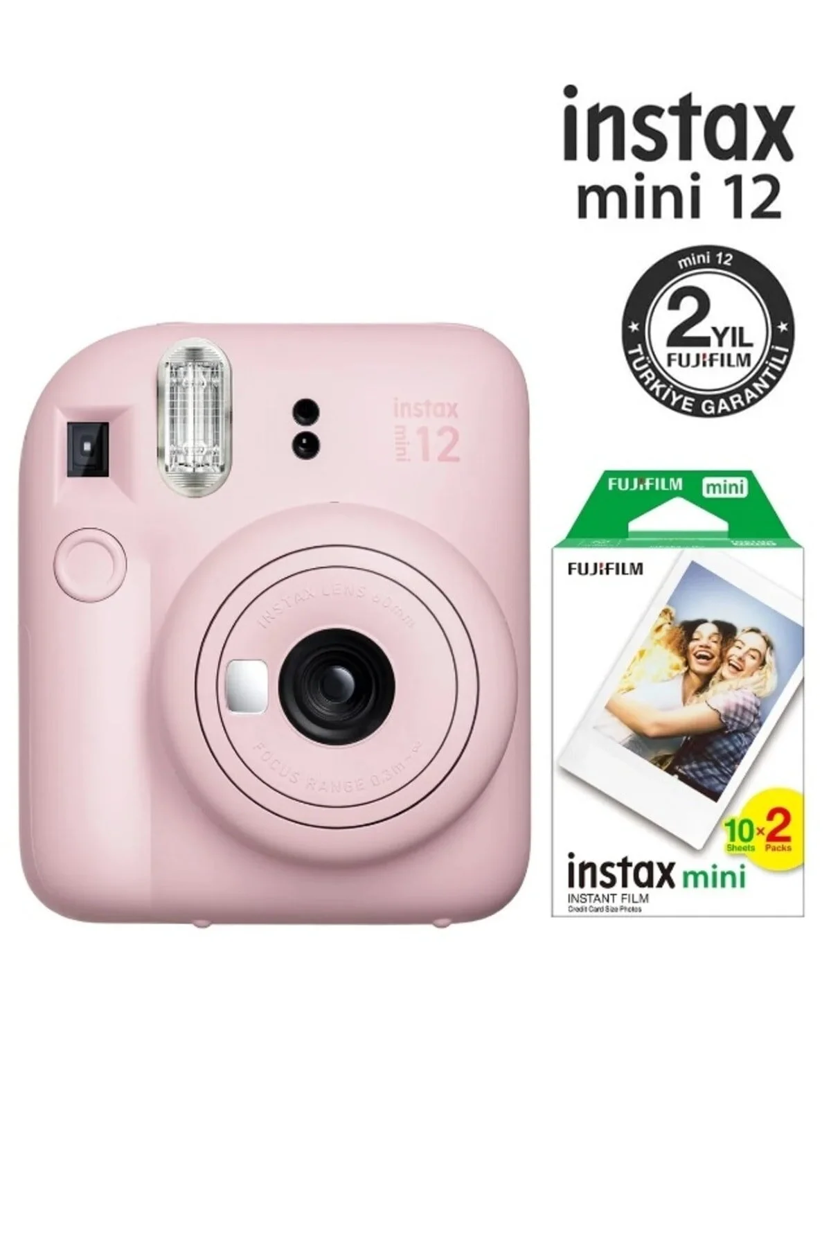 Instax Mini 12 Pembe Fotoğaf Makinesi ve 20'li Film (Albüm ve Magnet Hediyeli)
