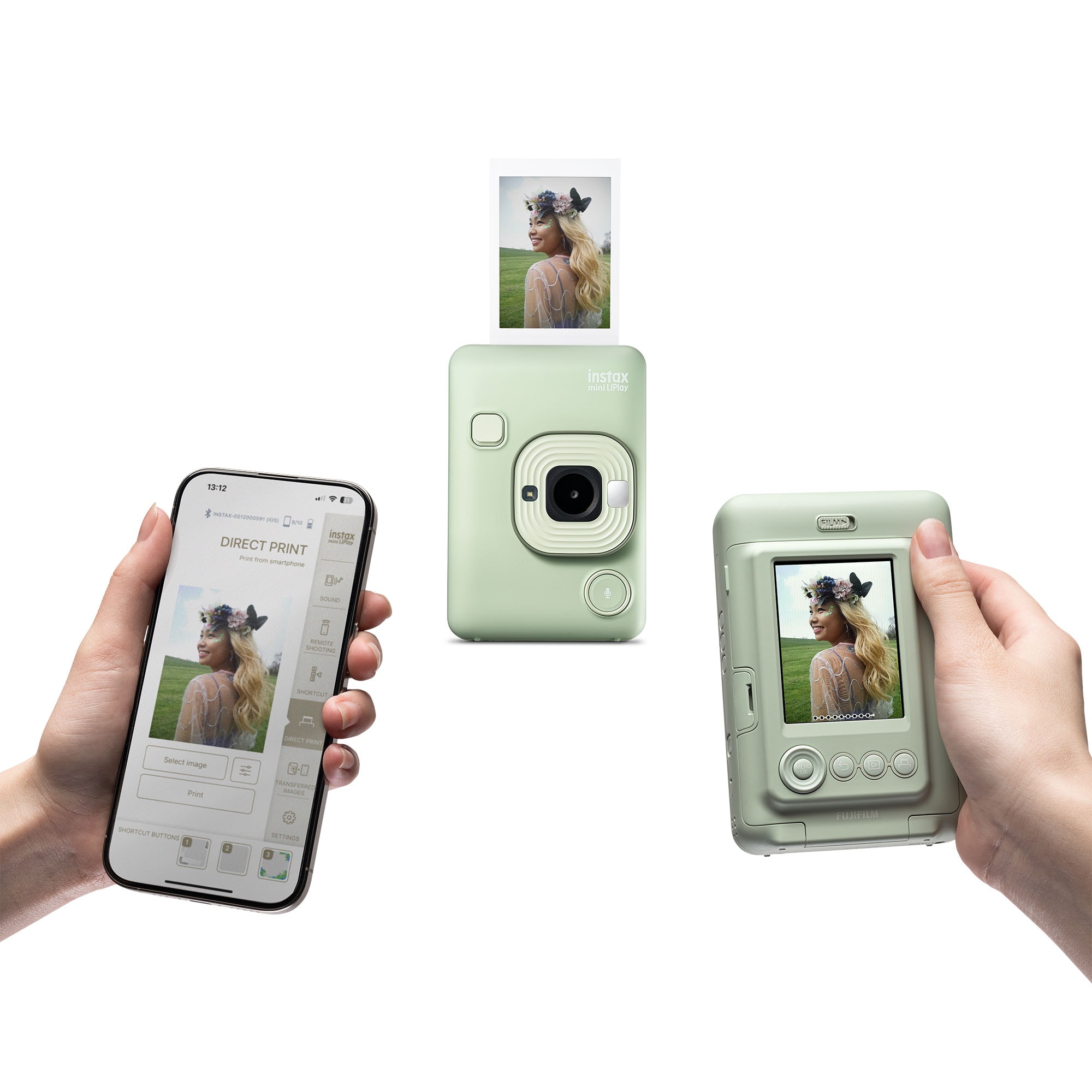 Instax Mini LiPlay Matcha Green Fotoğraf Makinesi + Çanta ve 20'li Film
