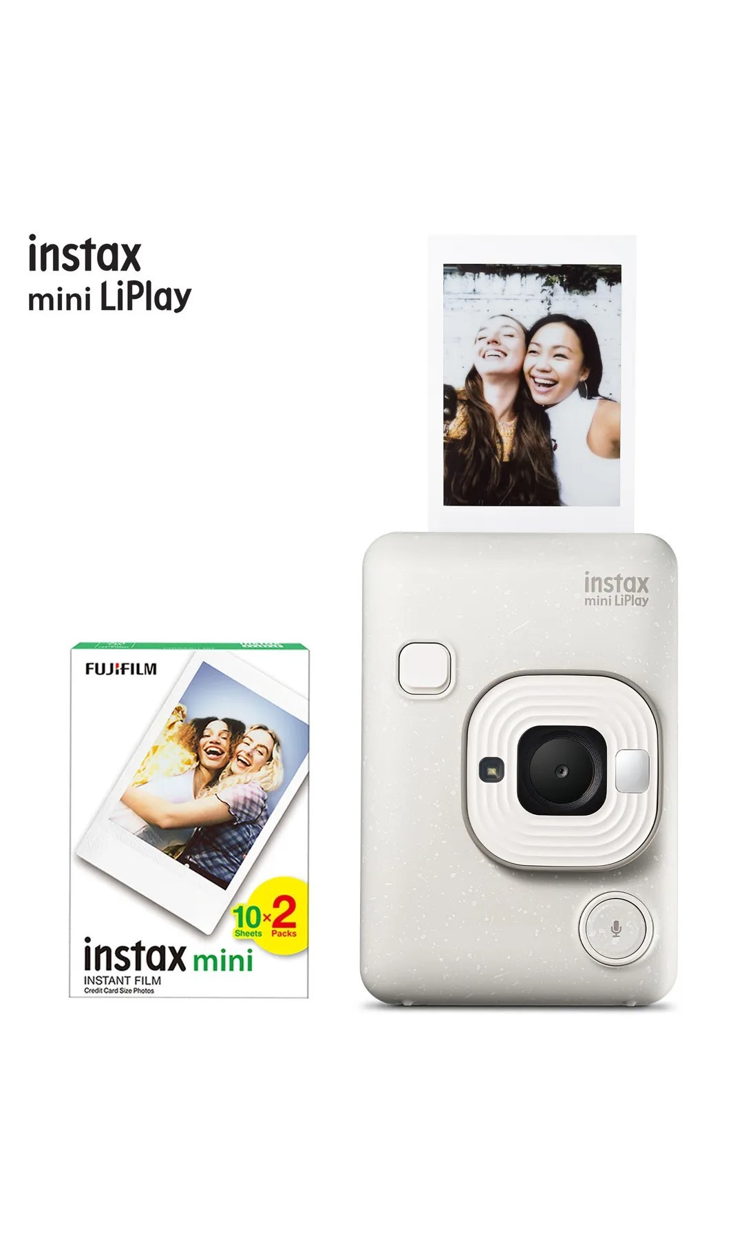 Instax mini LiPlay Misty White Fotoğraf Makinesi ve 20'li Film