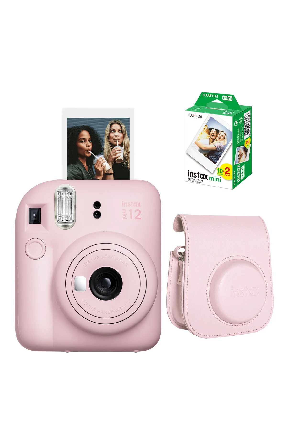 Instax Mini 12 Pembe Fotoğaf Makinesi + Çanta ve 20'li Film (Albüm ve Magnet Hediyeli)