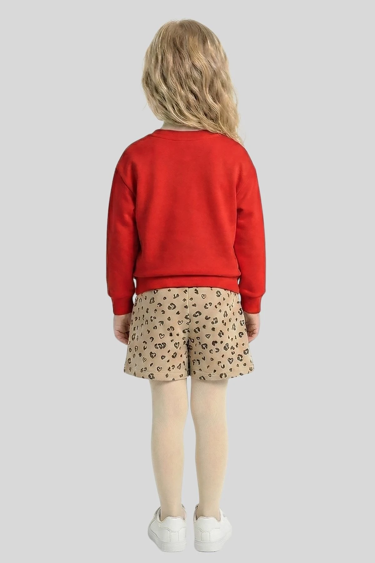 Leopar Detaylı Kız Çocuk Etekli Takım