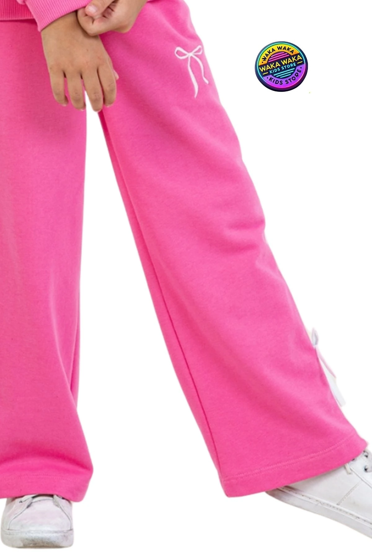 Kız Çocuk Fiyonk Detaylı Eşofman Altı – Rahat Kalıp, Yan Şeritli, Günlük Spor Pantolon