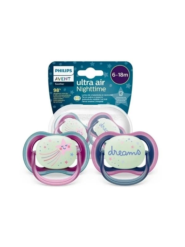 Philips Avent Ultra Air Gece Emziği 6-18 Ay 2'li Kız Scf376-14