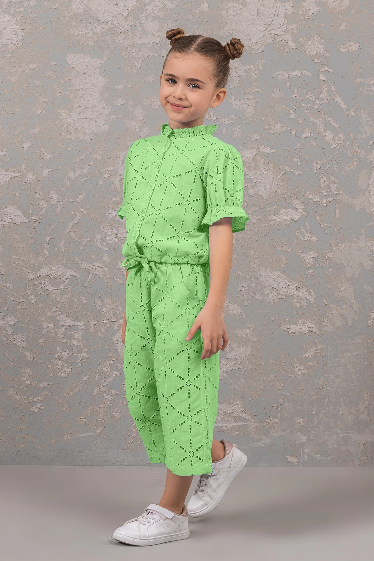 Fisto Detaylı Belden Bağlamalı Fisto Kız Alt Üst Takım