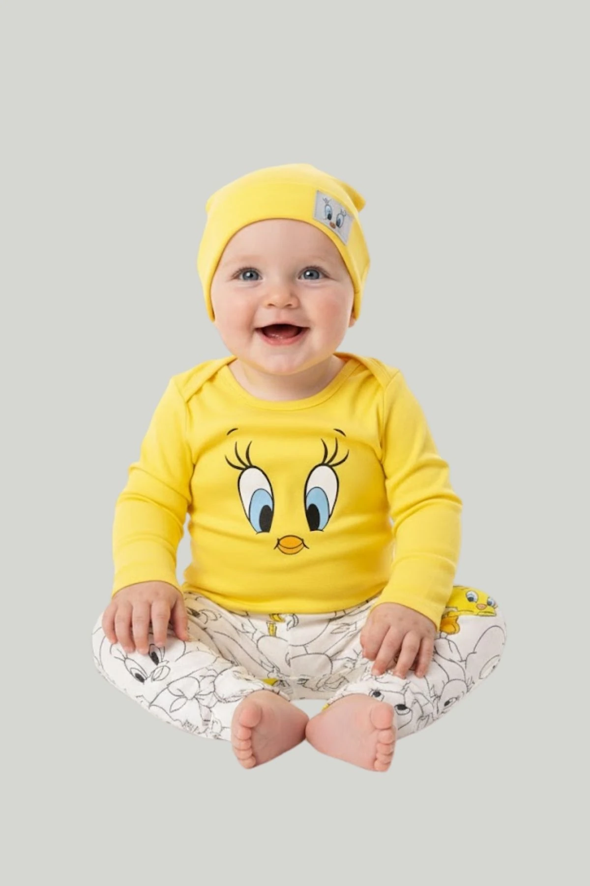 Tweety Civciv Baskılı Kız Bebek Üçlü Takım