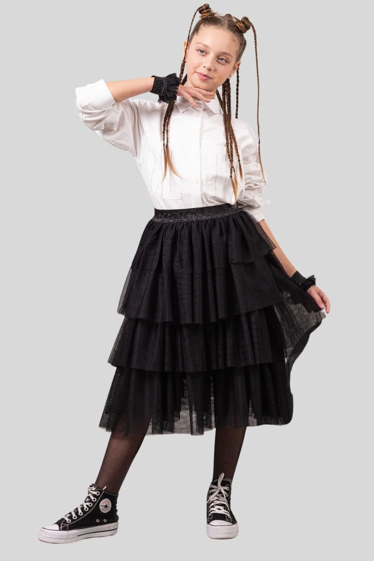 Kat Kat Tül  Uzun Kız Çocuk Etek