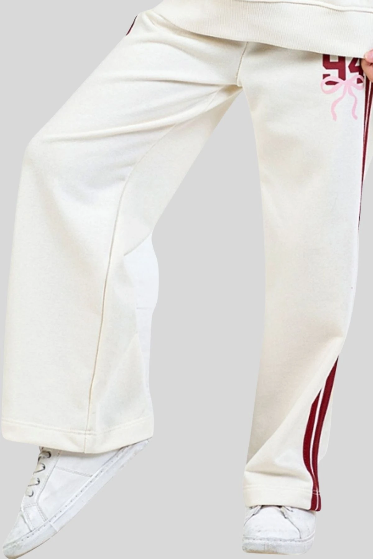 Kız Çocuk Eşofman Altı Çift Şeritli Rahat Kalıp Pantolon