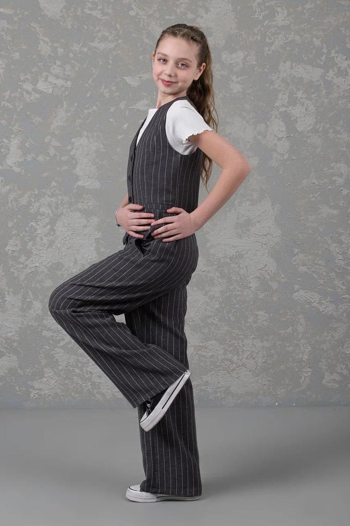 Çizgili Yelekli  Pontolonlu Alt Üst Kız Takım