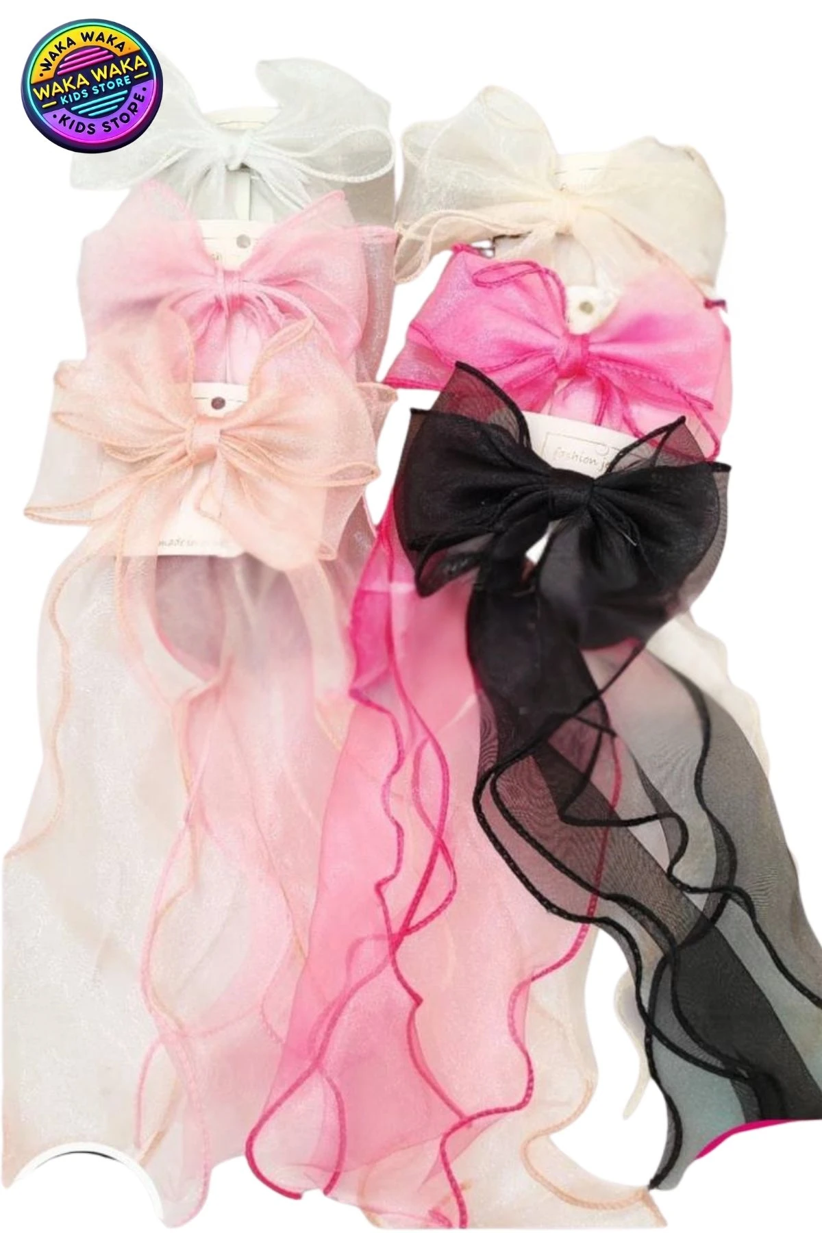Kız Çocuk Organze Kurdele Fiyonk Toka – Büyük Saç Aksesuarı | Okul & Günlük Kullanım