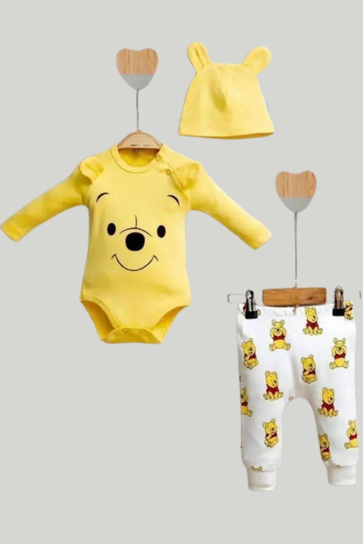 Ayıcık Baskılı Erkek Çocuk Üçlü Takım