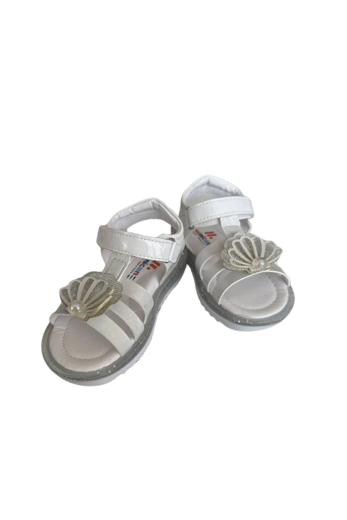 Deniz Kabuğu Taş Detaylı Beyaz Kız Çocuk Sandalet