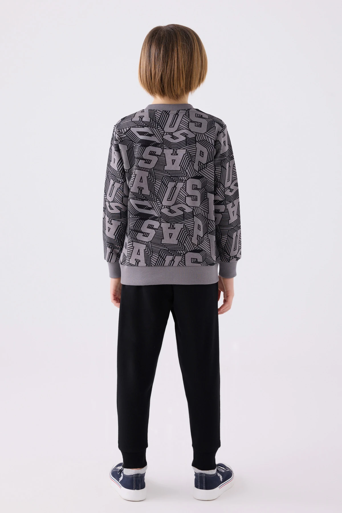 Önü Sırtı Baskılı Bisiklet Yaka Erkek Çocuk Eşofman Takım