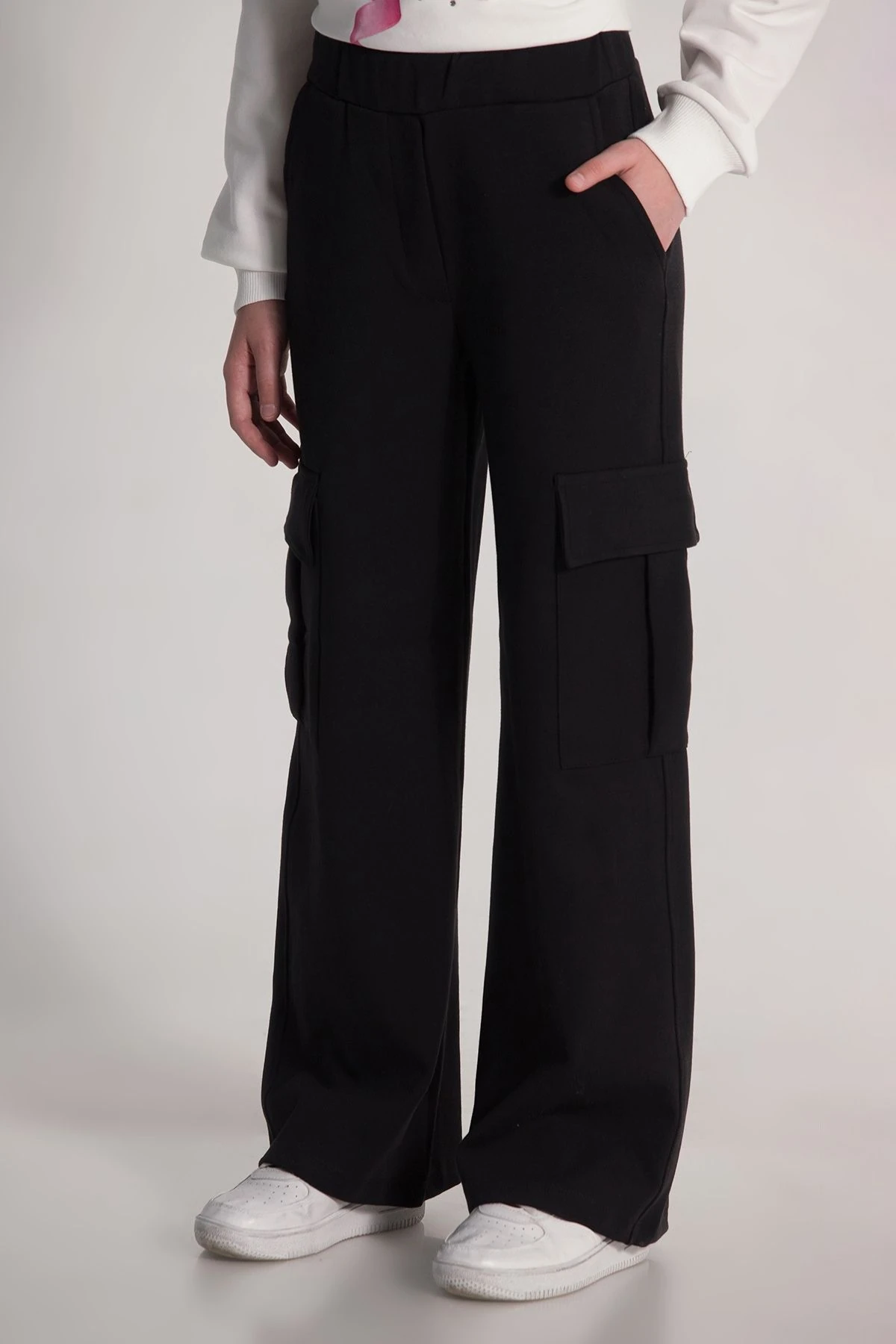 Kargo Cepli Bol Paça Kız Çocuk Eşofman Alt