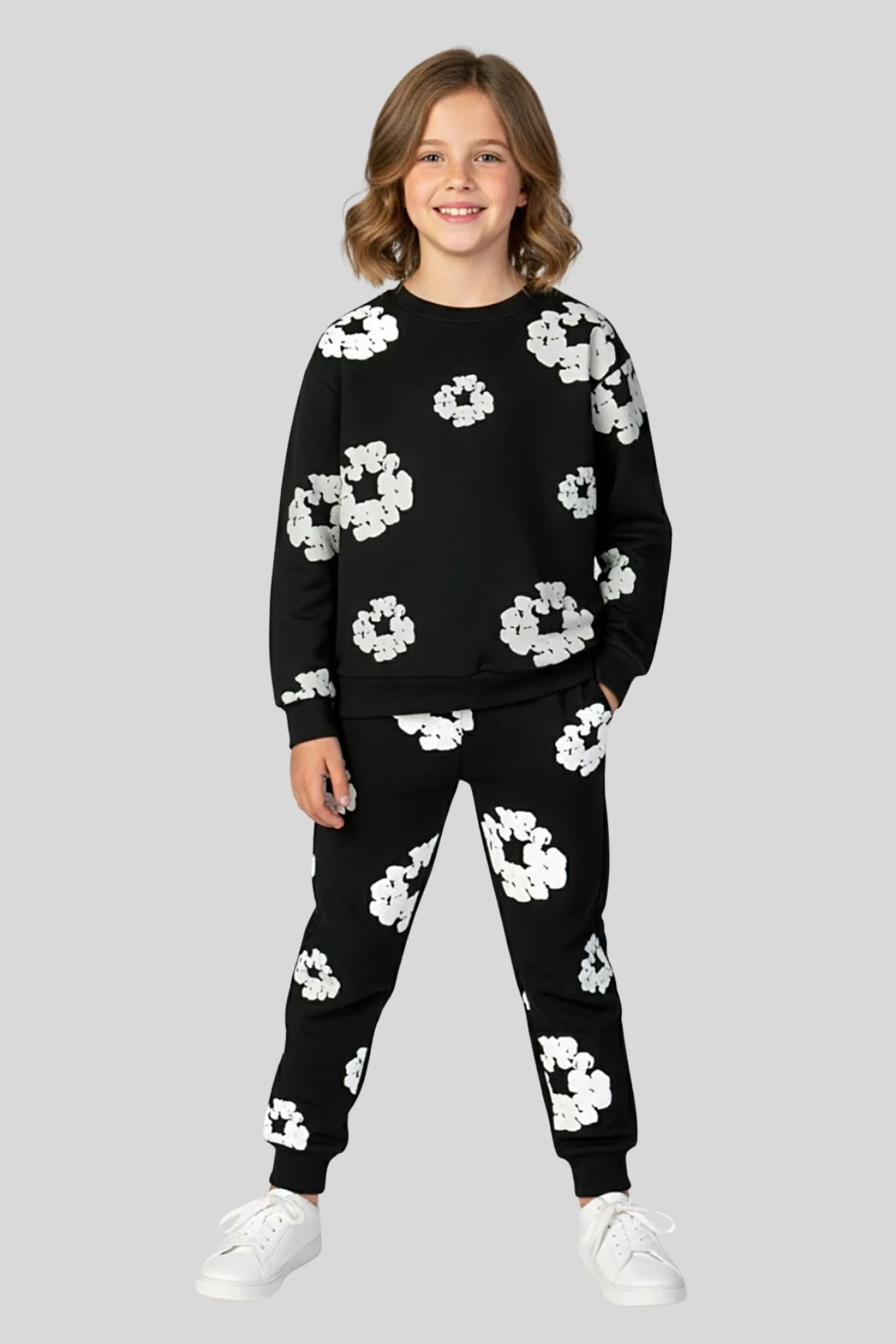 Çocuk Unisex Siyah Beyaz Desenli İkili Takım