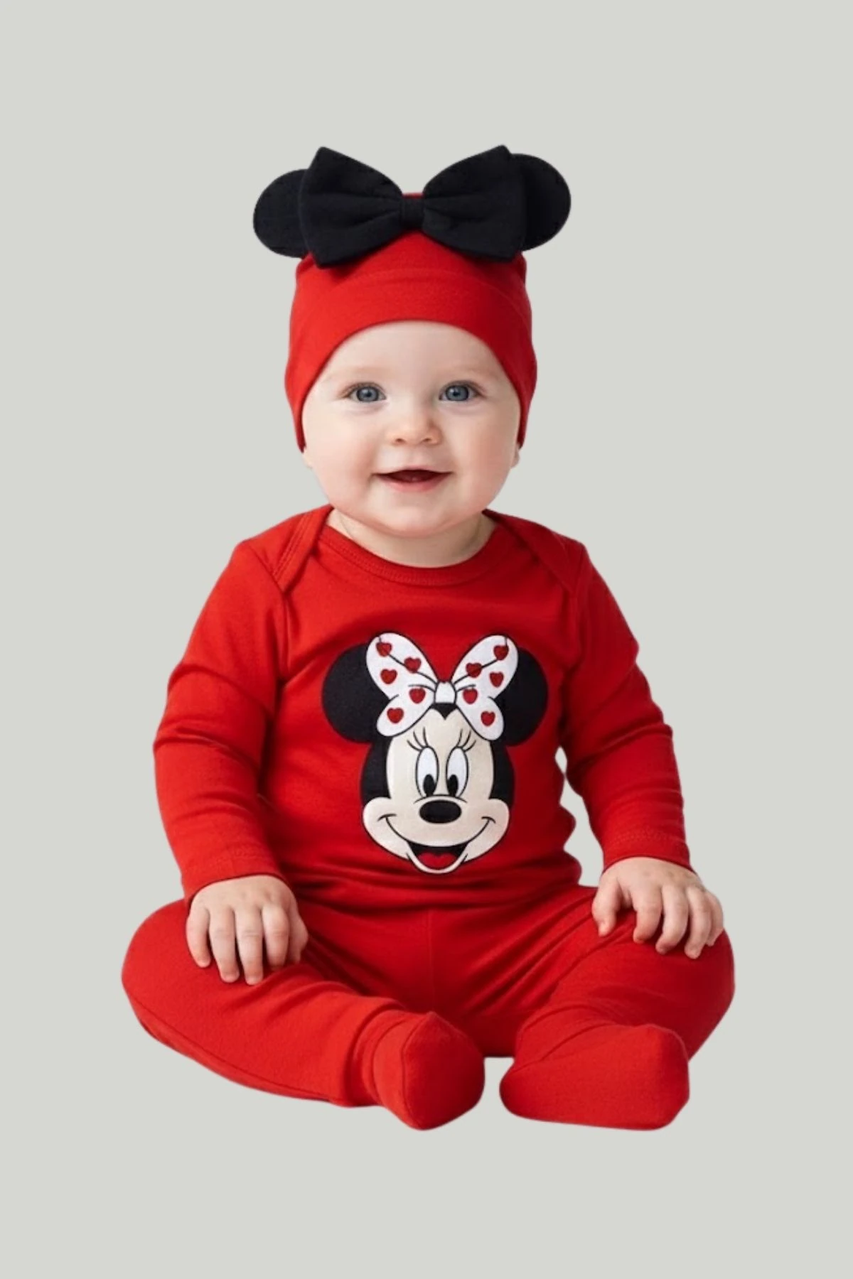 Minnie Mause Baskılı Kız Bebek Üçlü Takım