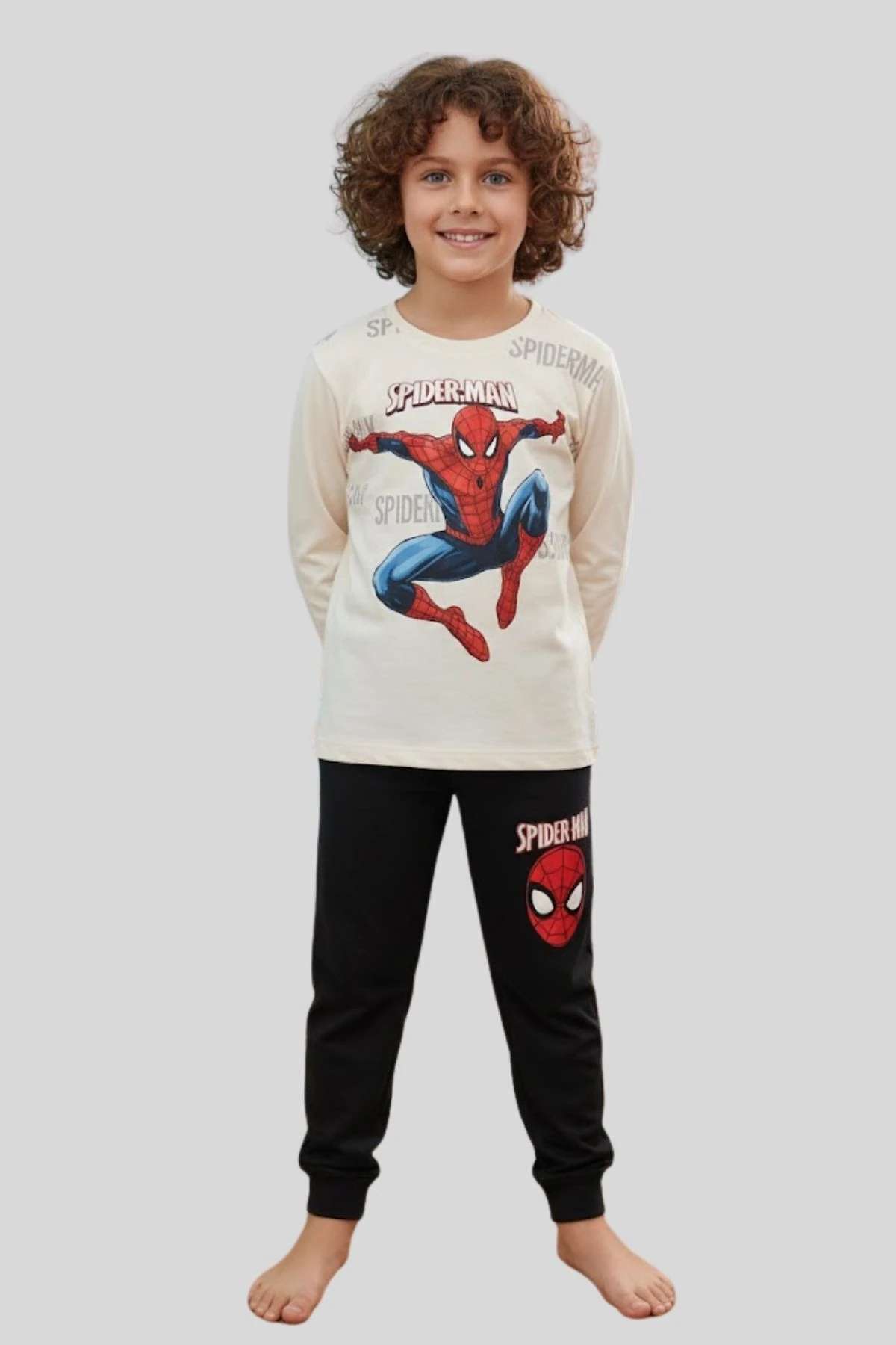 Erkek Çocuk Spiderman Baskılı Pamuk Pijama | Konforlu Kışlık Takım
