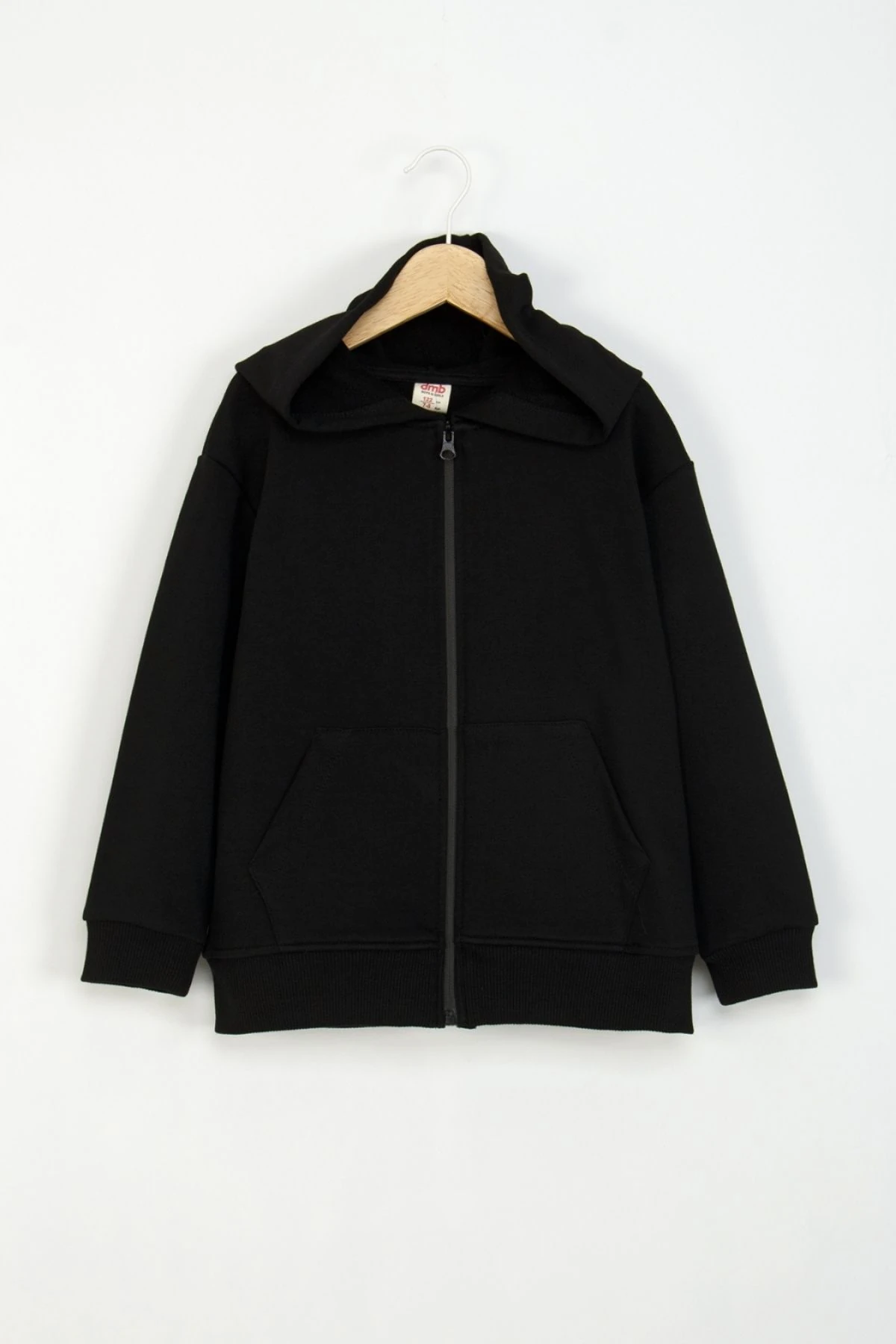 Erkek Çocuk Siyah Kapüşonlu Fermuarlı Sweatshirt