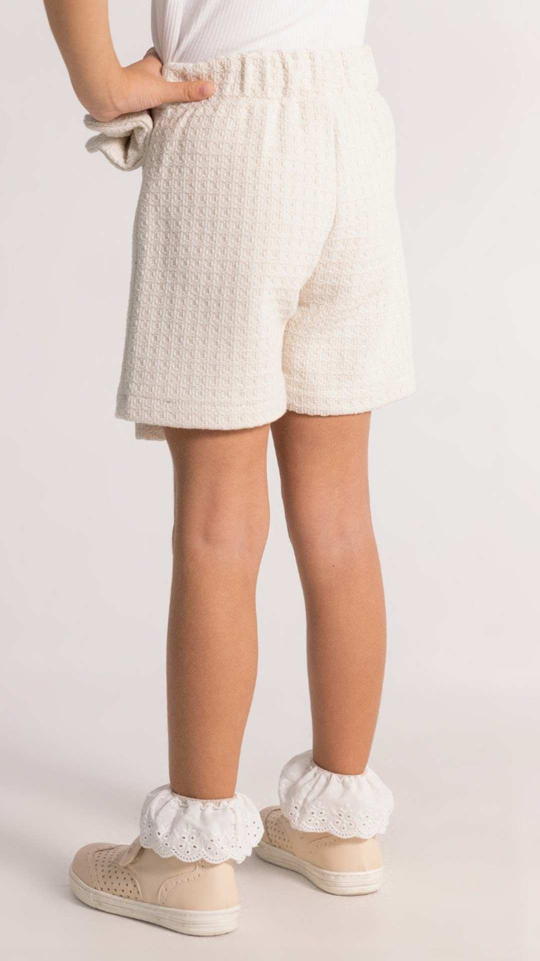 Tüvit Kumaş Kapak Cepi Ceket Fiyonk Detaylı Şort Etekli Kız Çocuk Takım