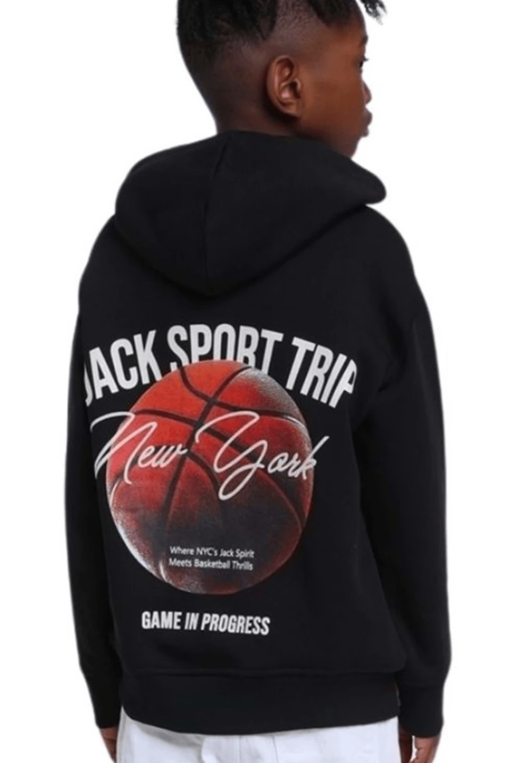 Önü Sırtı Baskılı Kapüşonlu Kanguru Cepli Erkek Çocuk Sweat