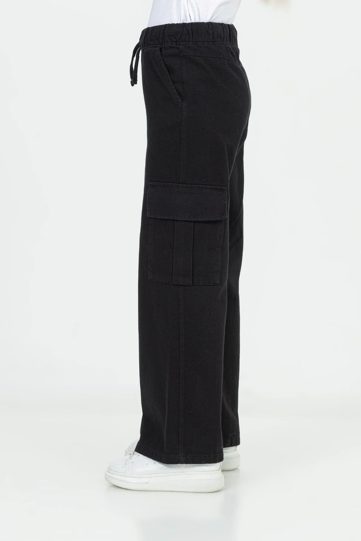 Kargo Pantolon Kız Çocuk Gabardin Beli Lastikli