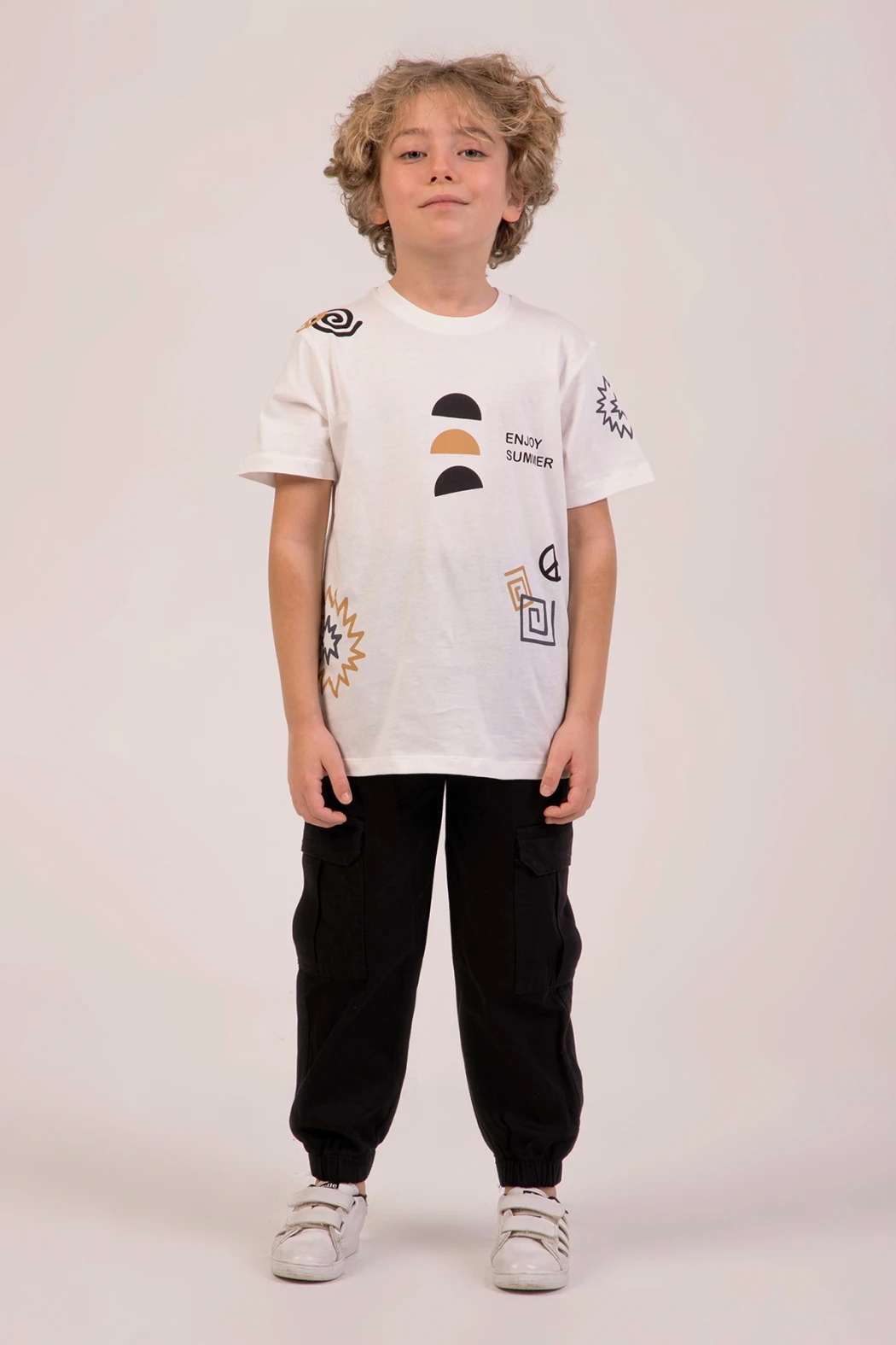 Kargo Cepli Beli Lastikli Erkek Çocuk Gabardin Kargo Pantolon