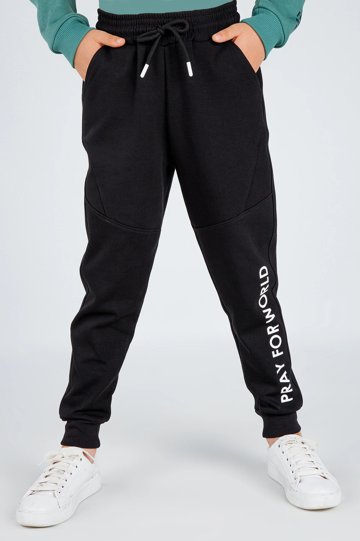 Paçası Baskılı Beli Lastikli Cepli Erkek Çocuk Eşofman Altı