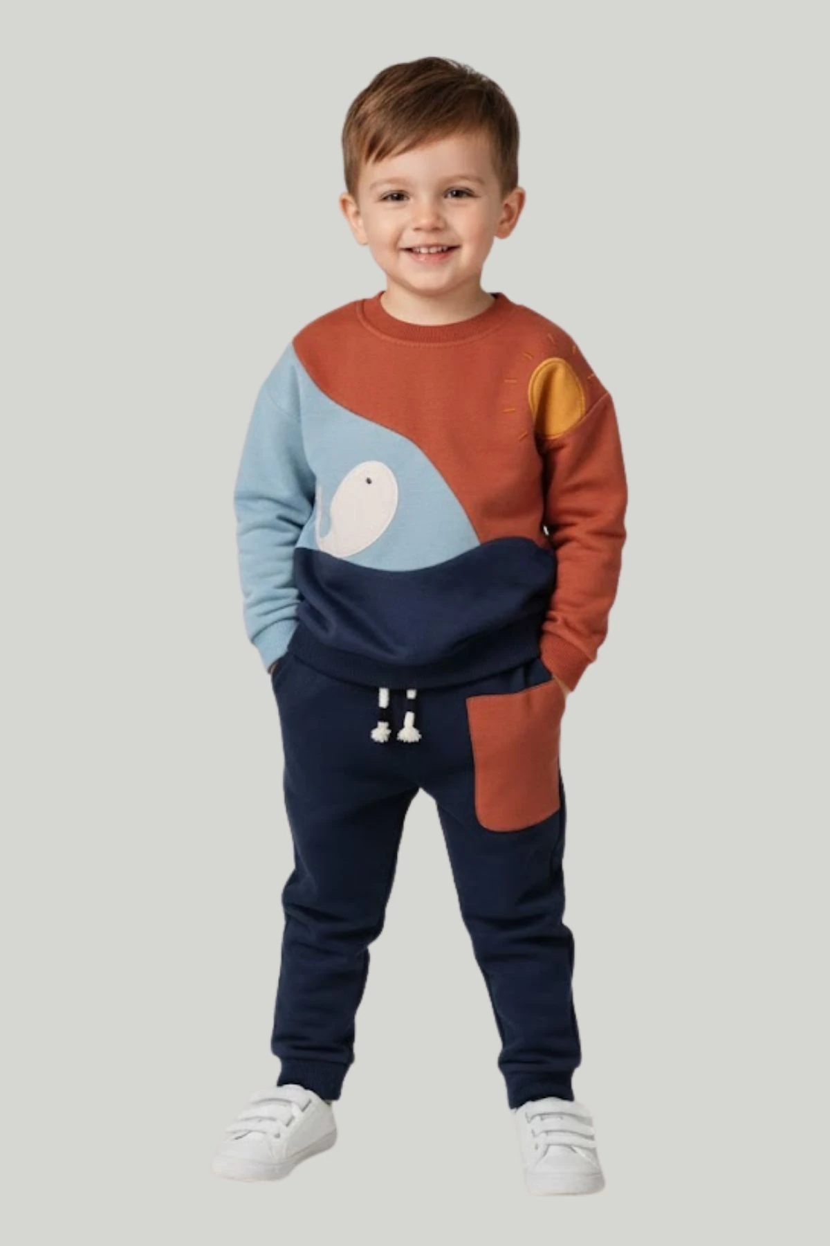 Balık Figürlü Erkek Bebek Eşofman Takım