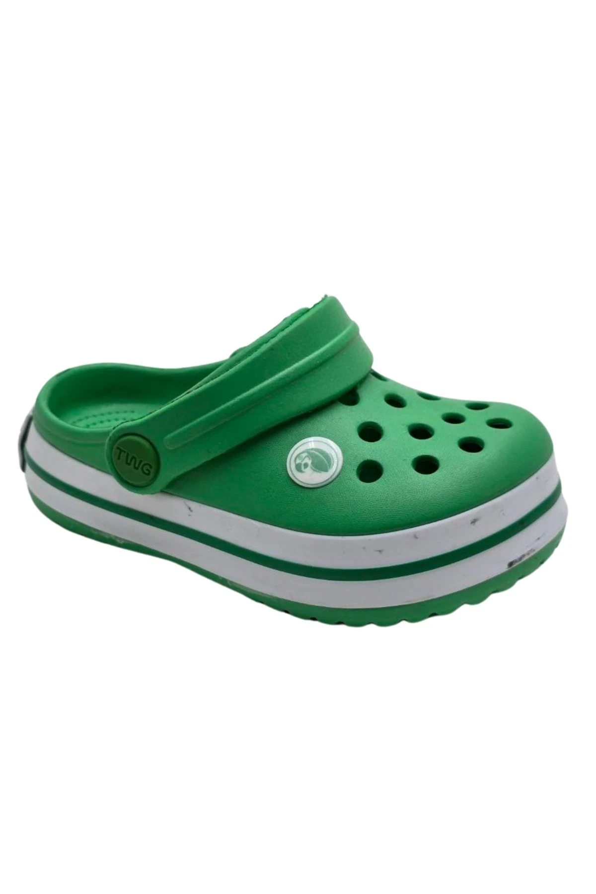 Yeşil Beyaz Çizgili Çocuk Patik Terlik