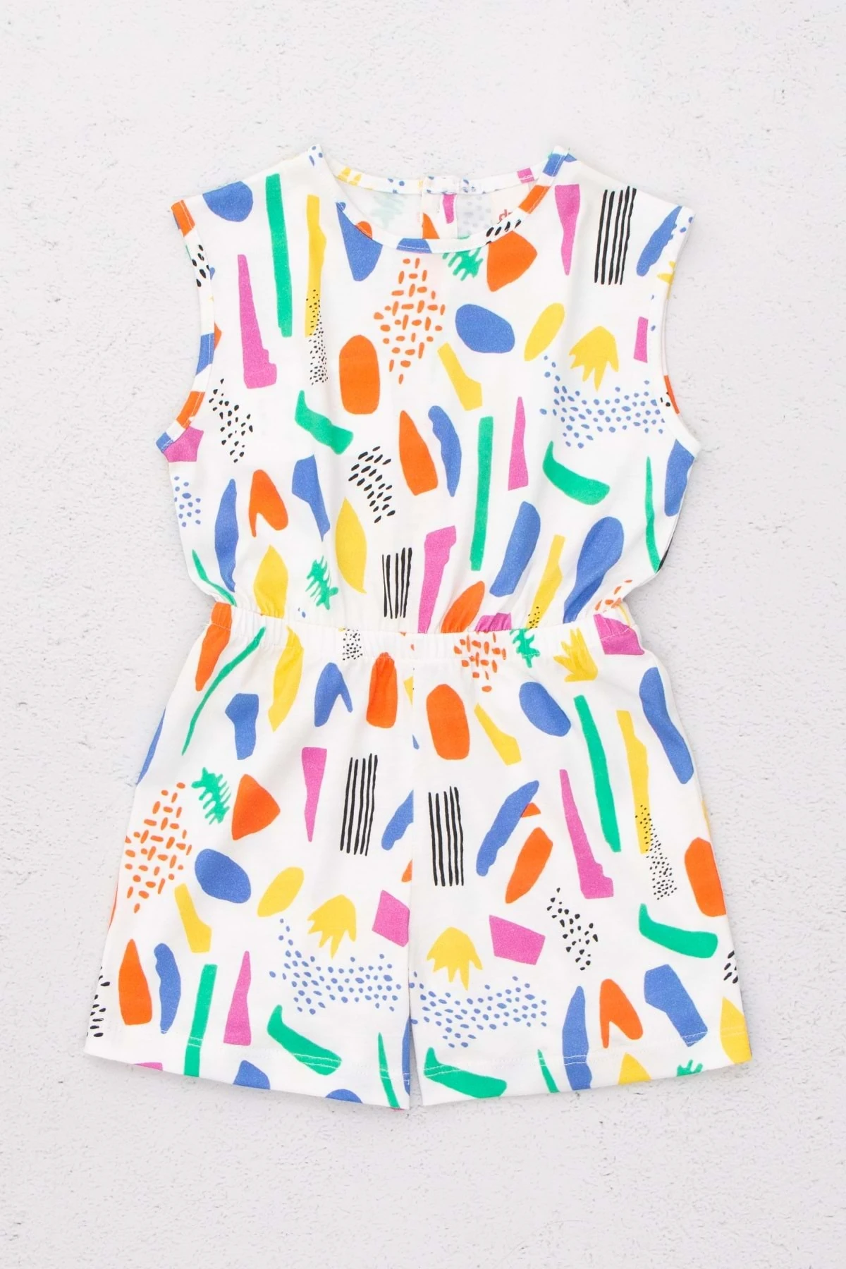 Çocuk Kız Bisiklet Yaka Kısa Penye Tulum