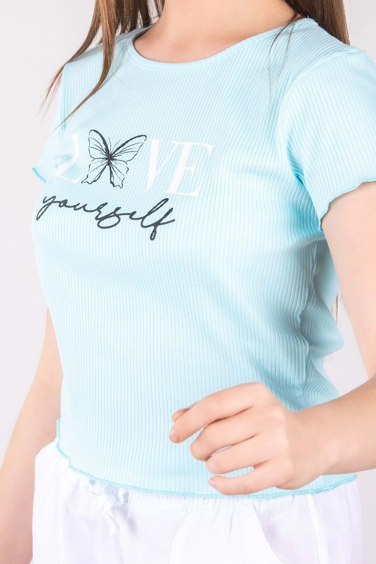 2760 Çocuk Kız Tişört Dmb - Turkuaz - 8-9 Yaş