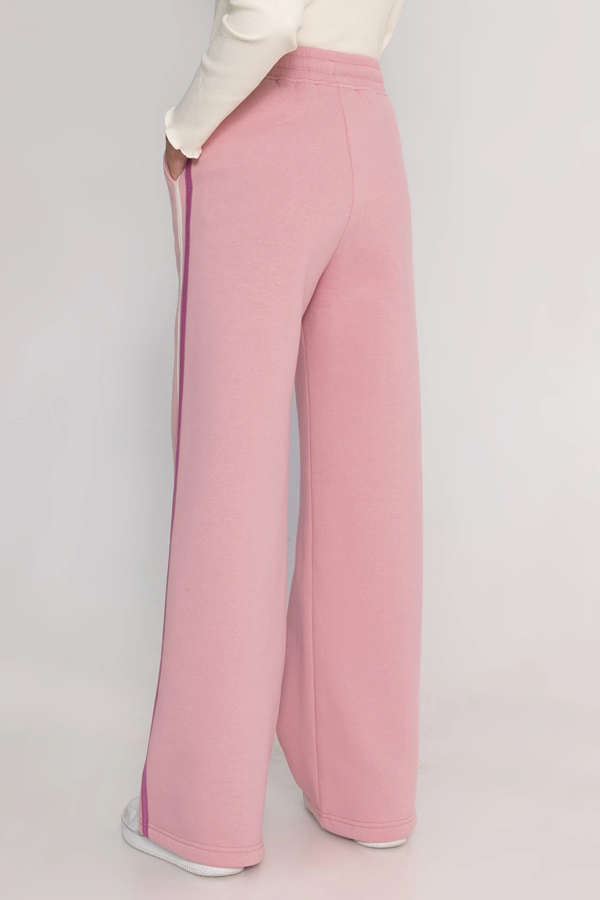 Yanları Biyeli Bol Paça Beli Lastikli Kız Çocuk Eşofman Alt