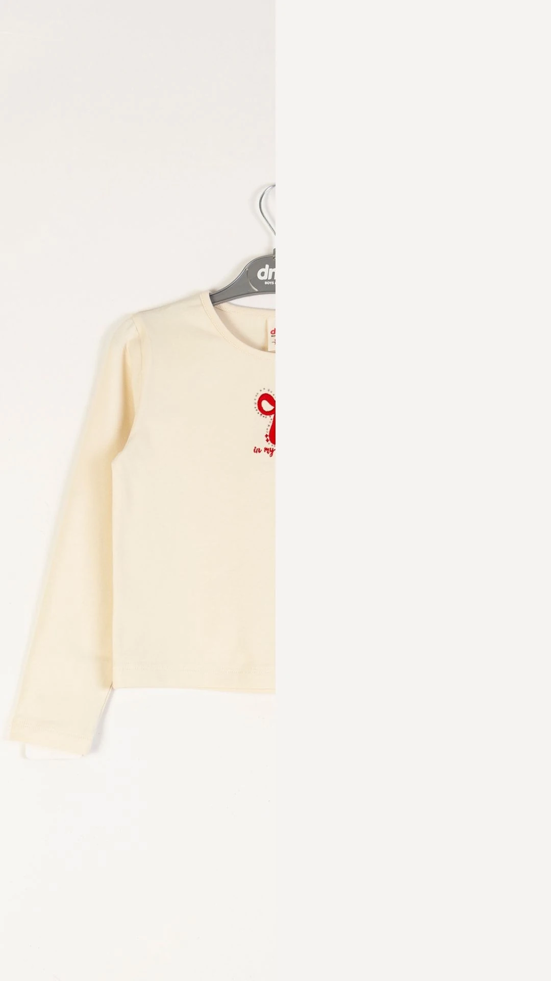 Önü Fiyonk Nakışlı Taş Baskılı Uzun Kollu Kız Çocuk Bady