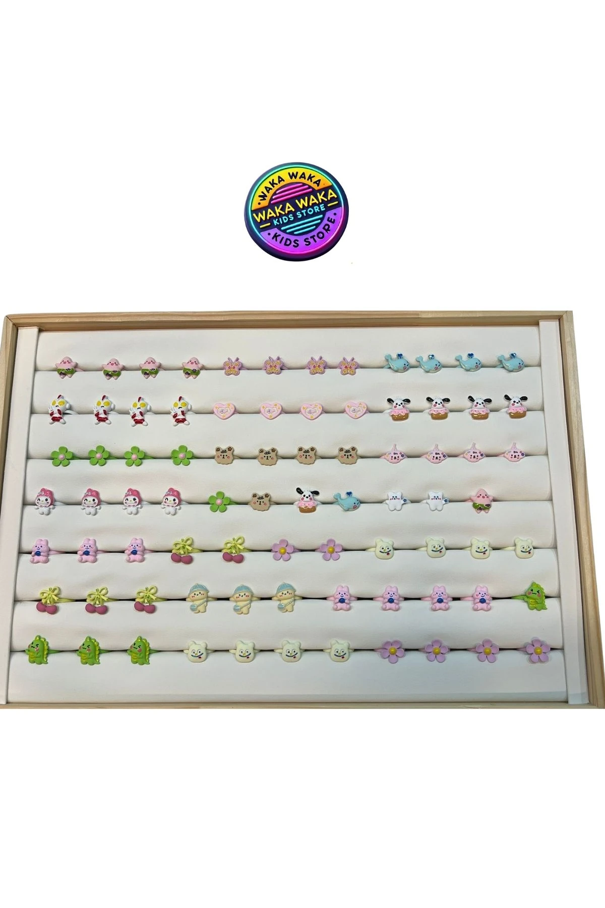 Kız Çocuk Renkli Desenli Yüzük Seti