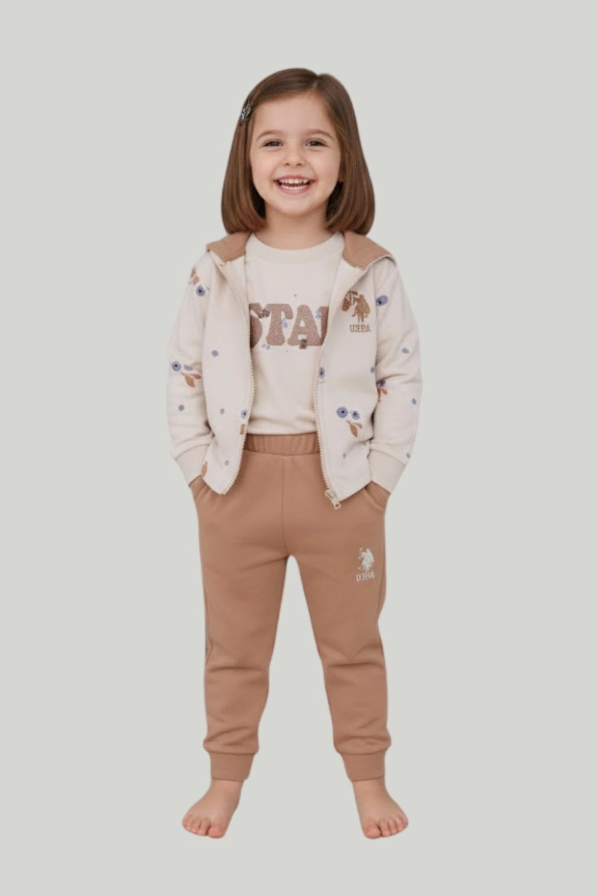 Çiçek Baskılı 3lü Kız Bebek Takım