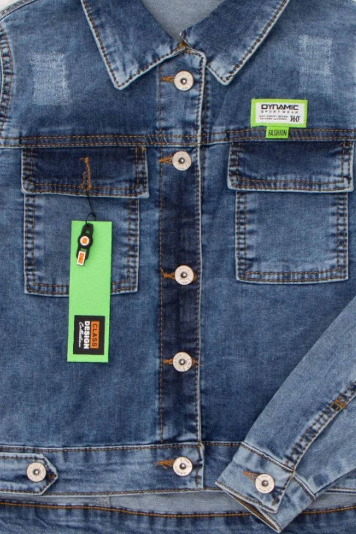 Likralı Taşlanmış Önden düğmeli Erkek Çocuk Kat Ceket